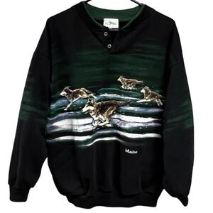 Vintage Artisans Sunschein Designs Maine Wolves Graphic Sweatshirt Size Large